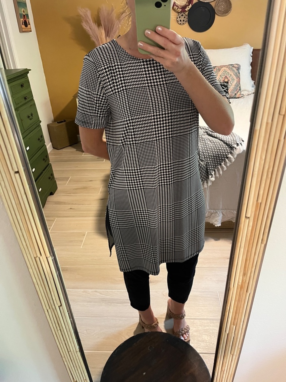 Calvin Klein Black and White Houndstooth Top